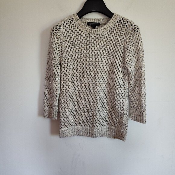 Ladies Petite SZ PS Inc Off White Metallic Sweater - Picture 1 of 2